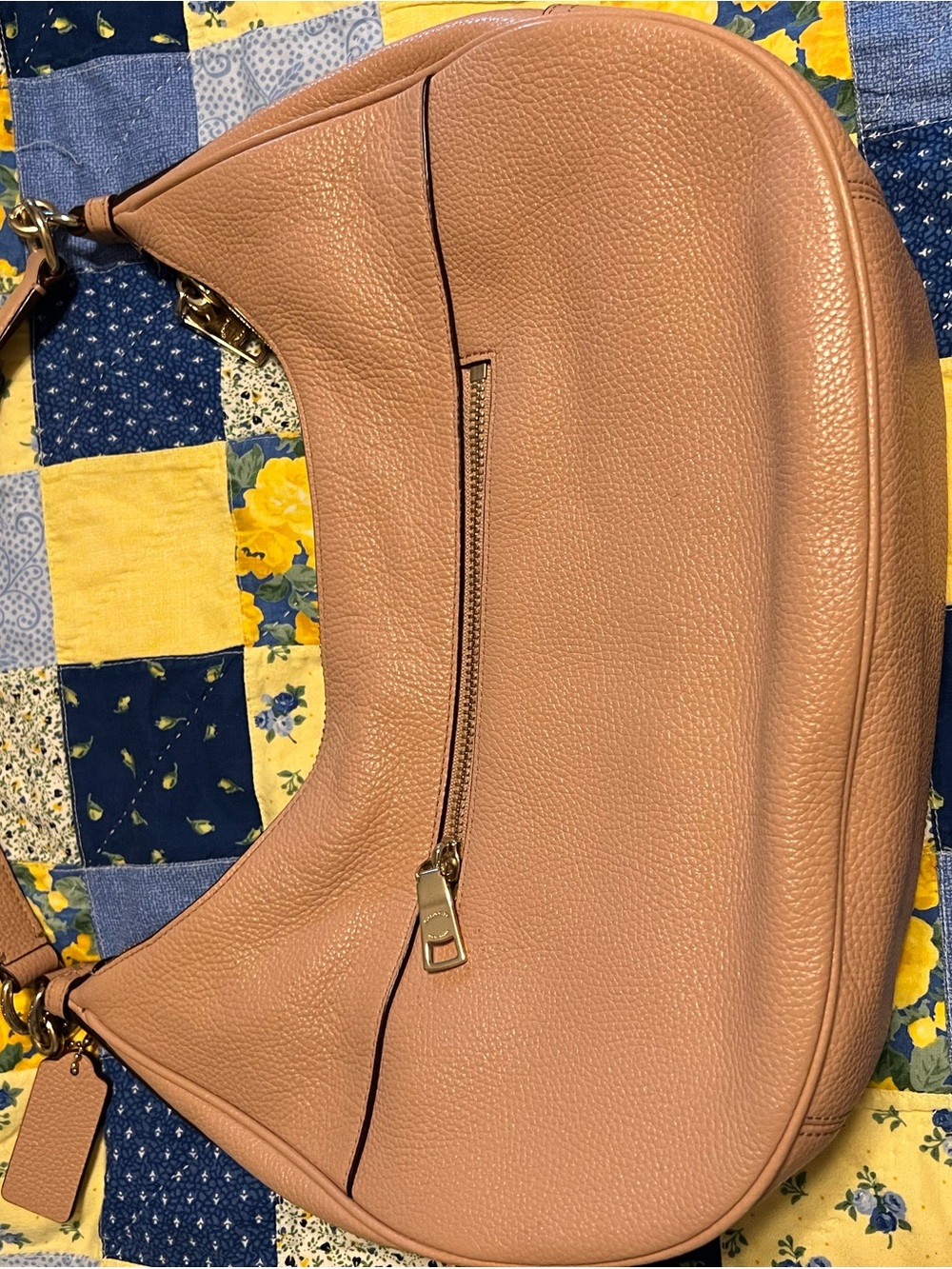Coach Blush Pebbled Leather Hobo with Stud Detailing - Picture 3 of 12